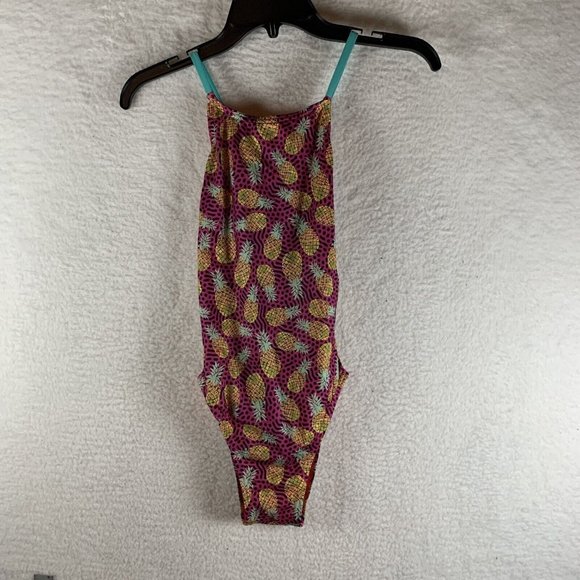 Speedo Swimsuit Womens 32 Pineapple Print Stretch Tie Back Beach One Piece‎ 8078 - Picture 1 of 6